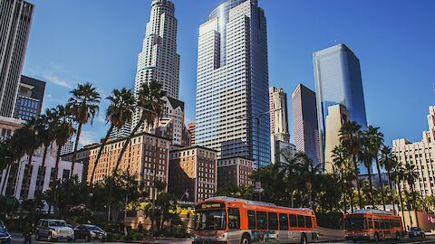 Los Angeles mit Hochhäusern und Palmen | © unsplash.com / Olenka Kotyk